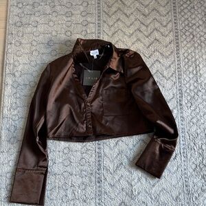 Women's Brown Satin Top NWT